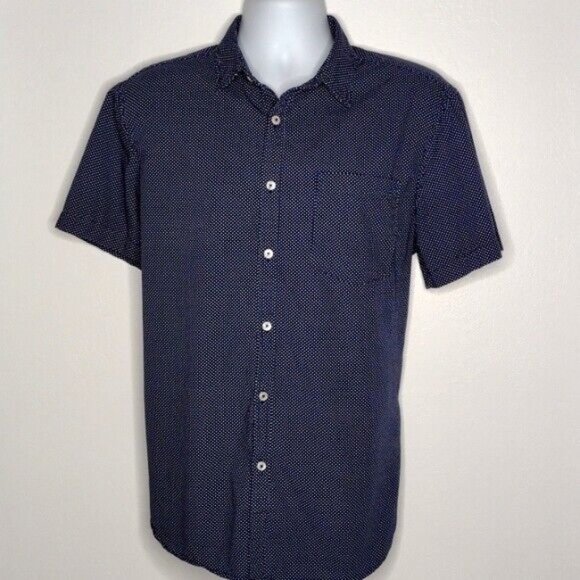 Cactus Ricky Singh Blue Short Sleeve Polka Dot Button Down Shirt Men X-Large XL - Picture 3 of 9